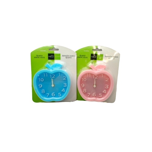 Quartz Alarm Clock Apple Shape Pink Or Blue Hauz Living