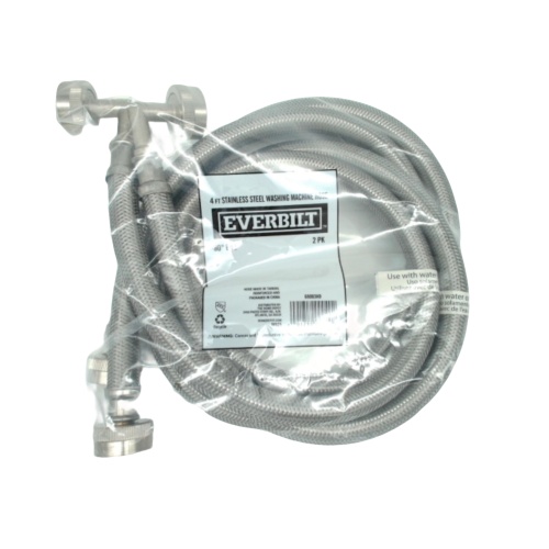 Washing Machine Hose 2pk. 4' Stainless Steel w/90° End Everbilt