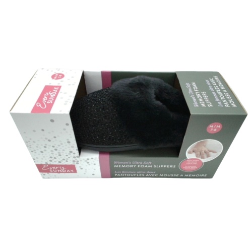 Women's Ultra Soft Memory Foam Slippers Black On Black Ass't Sizes Every Sunday