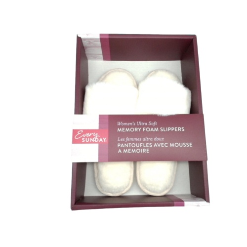 Women's Ultra Soft Memory Foam Slippers Open Toe Plush Cream Ass't Sizes Every Sunday