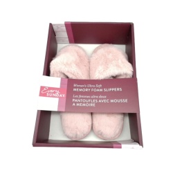 Women's Ultra Soft Memory Foam Slippers Open Toe Plush Pink Ass't Sizes Every Sunday