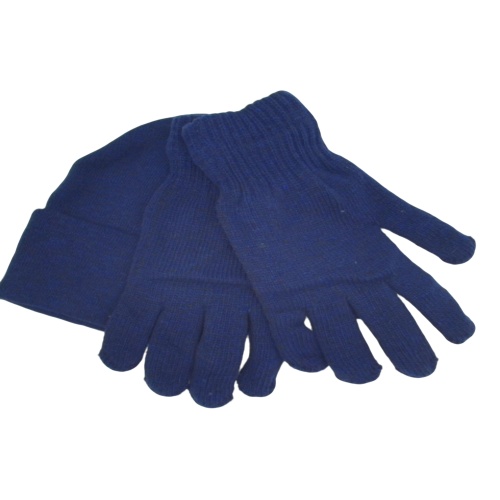 Hat & Glove Set Blue Recycled Yarn Antonio Nicci