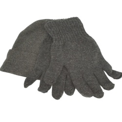 Hat & Glove Set Grey Recycled Yarn Antonio Nicci