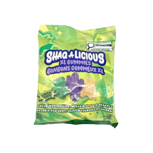 Shaq-a-Licious XL Sour Gummies Watermelon, Mixed Berry & Pineapple 175g.