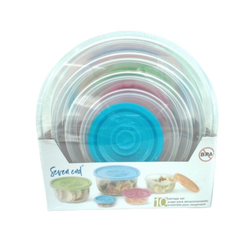 Food Storage Containers 10pc. Set Round Plastic Seven End (endcap)