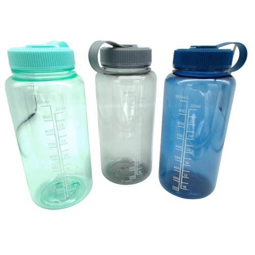 Water Bottle w/Lid 1000mL Plastic Assorted Colours Trueliving Essentials