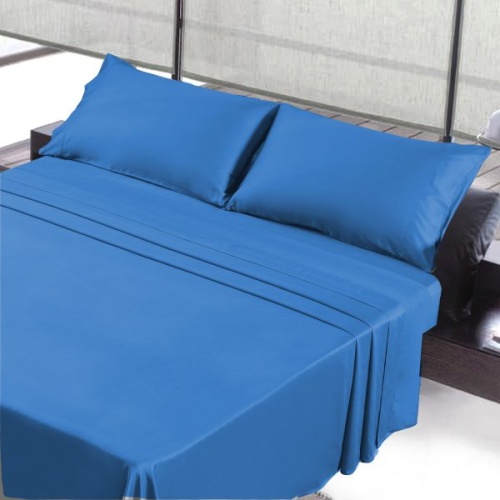 King Sheet Set Navy Cotton Bleach Master