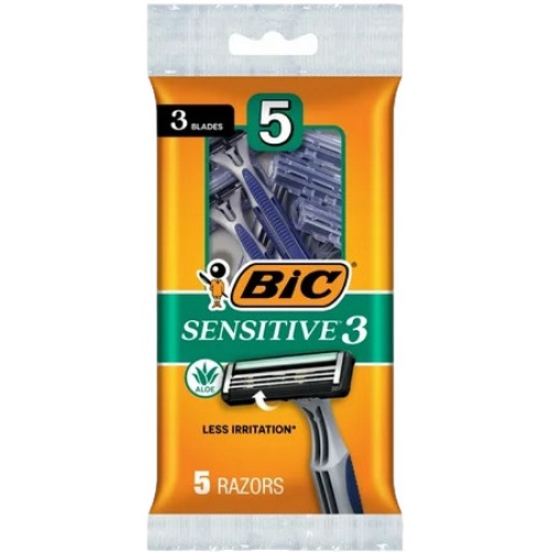 Bic Sensitive 3 Disposable Razors Sensitive Skin Men S 3-blade 5 Count
