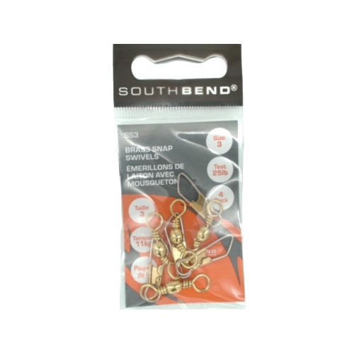 Brass Snap Swivels Size 3 25lb Test 4pk. Southbend