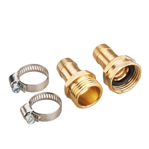 Hose Repair Coupling 5/8 Male & Female w/ Clamps Rain Wave