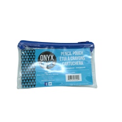 Pencil Pouch 8 x 5" Clear PVC Onyx + Blue"