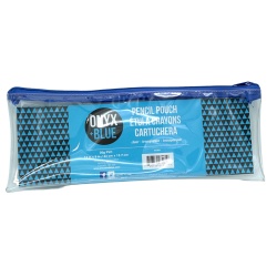 Pencil Pouch 13 x 15" Clear PVC Onyx + Blue"