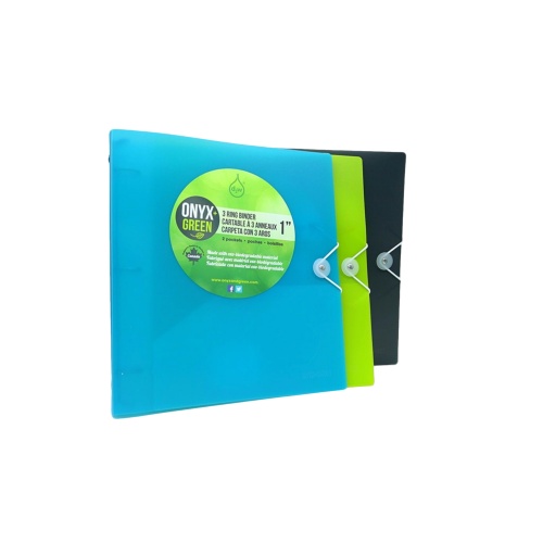 Poly Binder 1 3 Ring 2 Pockets Assorted Colours Onyx + Green