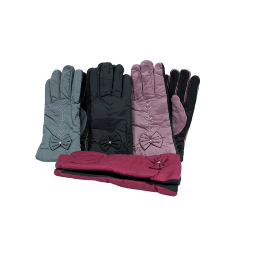 Ladies Winter Gloves W/bow Assorted Colours Ruby