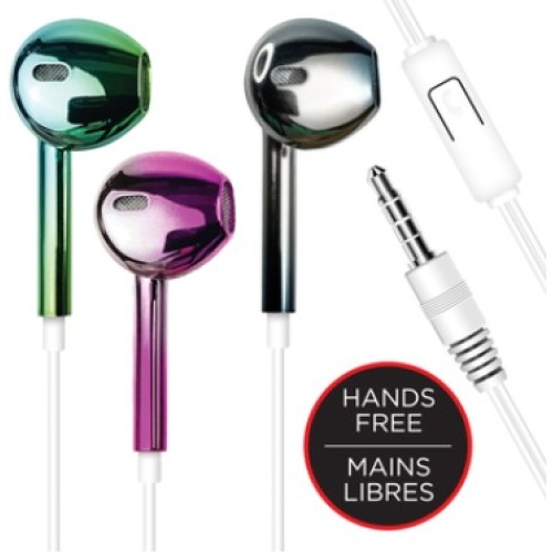 Earbuds w/ Microphone Metallic Escape Asst Colours