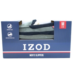 Izod Men's Slippers Medium Grey Memory Foam Indoor/Outdoor Sole