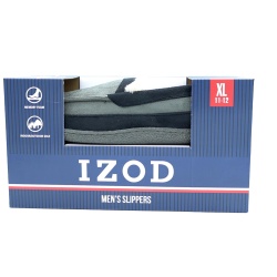Izod Men's Slippers XL Grey Memory Foam Indoor/Outdoor Sole