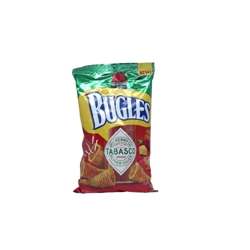 Bugles Hot & Cheesy Tobasco Flavour 212g. (endcap) (3 For 9.99)