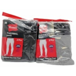 Thermal Pants 2pk. Medium Hanes Ass't