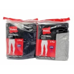Thermal Pants 2pk. Small Hanes Ass't