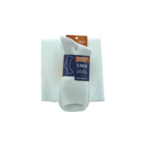 Diabetic Socks 3pk. White Size 10-13