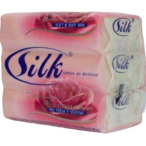 Silk Beauty Bar W/rose Essence & Natural Moist. Soft & Silky Skin(pink) 3pk 100g