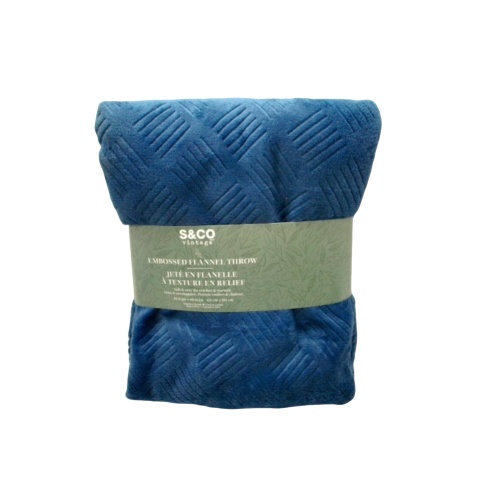 Embossed Flannel Throw Dark Denim 48 x 60