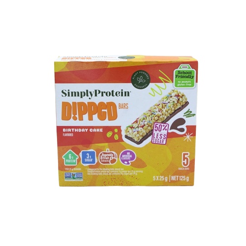 Simply Protein Dipped Bars Birthday Cake 5 x 25g. Bars