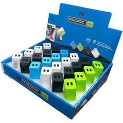 USB Wall Charger Dual USB 2.4A Ass't Colours