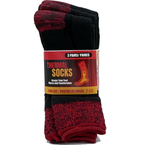 Thermal Socks 3pk. Black/Red Size 7-12