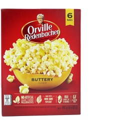 Microwave Popcorn Buttery Flavour 6 x 82g. Bags Orville Redenbacher