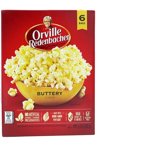 Microwave Popcorn Buttery Flavour 6 x 82g. Bags Orville Redenbacher