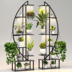 Plant Stand w/Grow Lights Black 65 7 Tier Half Moon Set Of 2 Blazpath"