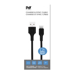 USB A - Micro USB 3Ft Black Cable PDI