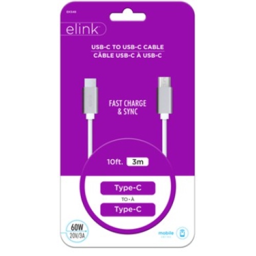 USB C - USB C 10Ft White Cable Elink