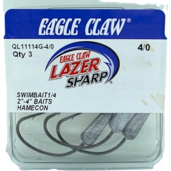 Swimbait 2 4"  1/4oz. Baits 3pk. Lazer Sharp Eagle Claw"