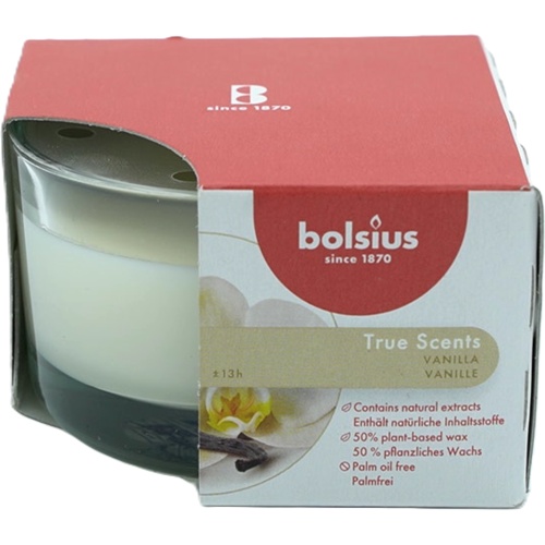 Scented Jar Candle Vanilla 50mm x 80mm True Scents Bolsius