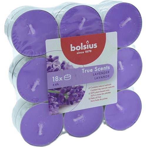 Tealight Candles 18pk. Lavender True Scents Bolsius