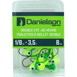 Double Eye Jig Heads 1/8oz. 8pk. Chartreuse/lime Danielson