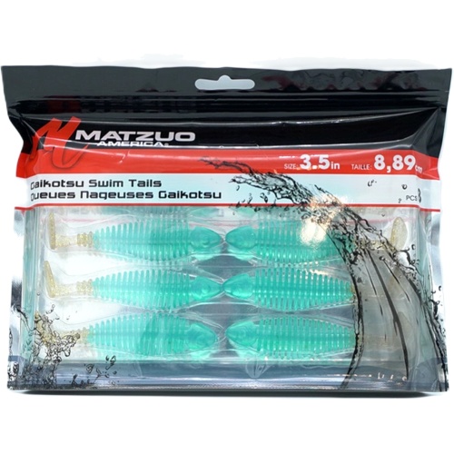 Gaikotsu Swim Tails 3.5 8pk. Green Glitter Matzuo