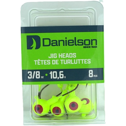 Jig Heads 3/8oz. 8pk. Chartreuse Danielson