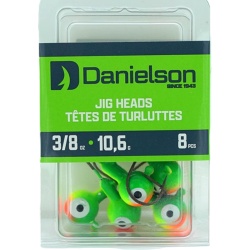 Jig Heads 8pk. 3/8oz. Chartreuse/Green/Orange Danielson