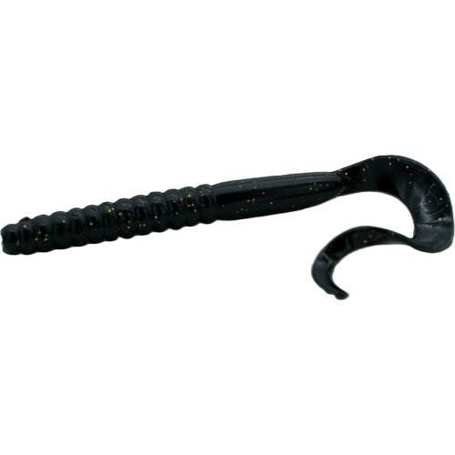 Ribbon Tail Worms 7 10pk. Black W/ Gold Flake Matzuo