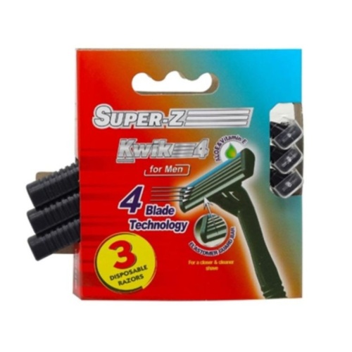 Disposable Razor 4 Blade 3pk Black Super-Z