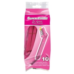 Disposable Razor Twin Blade 10pk Pink Super-Z