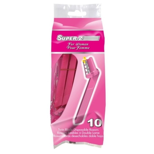 Disposable Razor Twin Blade 10pk Pink Super-Z