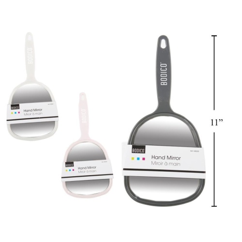 Hand Mirror, 3 Assorted Pink/grey/white