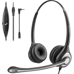 Computer Headset w/Mic 3.5mm w/2.5mm Adapter Wantek