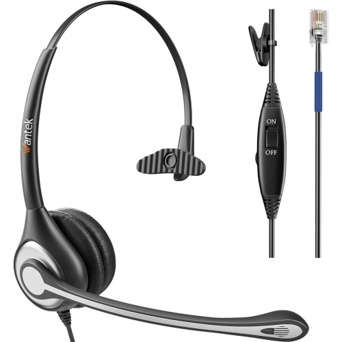 Corded Phone Headset Single Ear RJ9 Jack Wantek