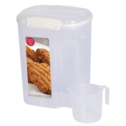 BakeIt 3.25L Storage Container w/Cup, Locking Lid Clear Plastic